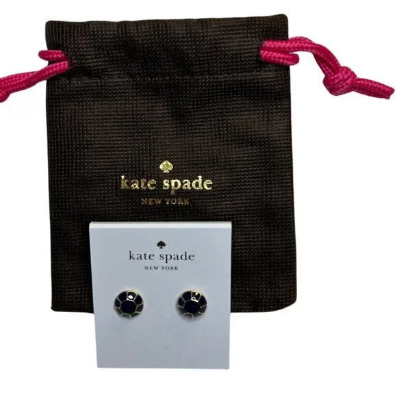 Kate Spade Women's Button stud Earrings Navy new with tags - Picture 1 of 6